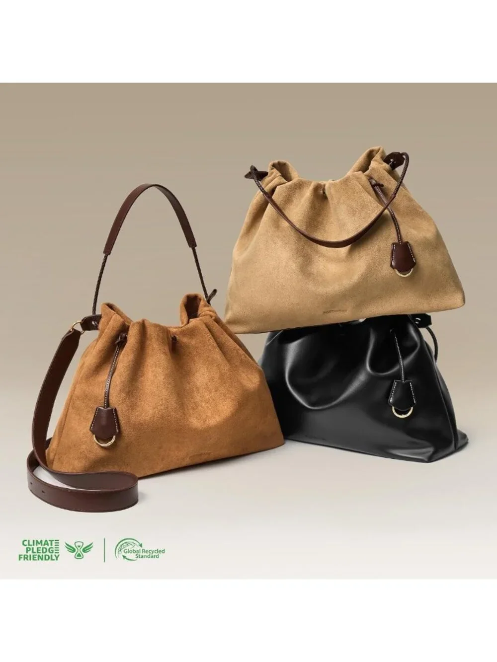 Slouchy Hobo Bag for Women - Soft Drawstring Shoulder Handbag & Crossbody Purse